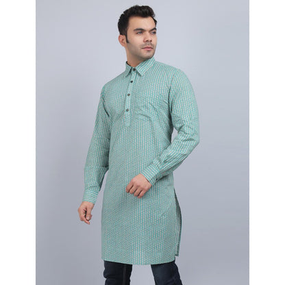 Spring Soul Green Shirt Collar Kurta In Comfort Fit