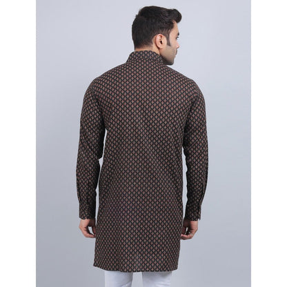 Spring Soul Brown Full-Sleeves Shirt Collar Kurta In Comfort Fit