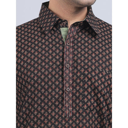 Spring Soul Brown Full-Sleeves Shirt Collar Kurta In Comfort Fit