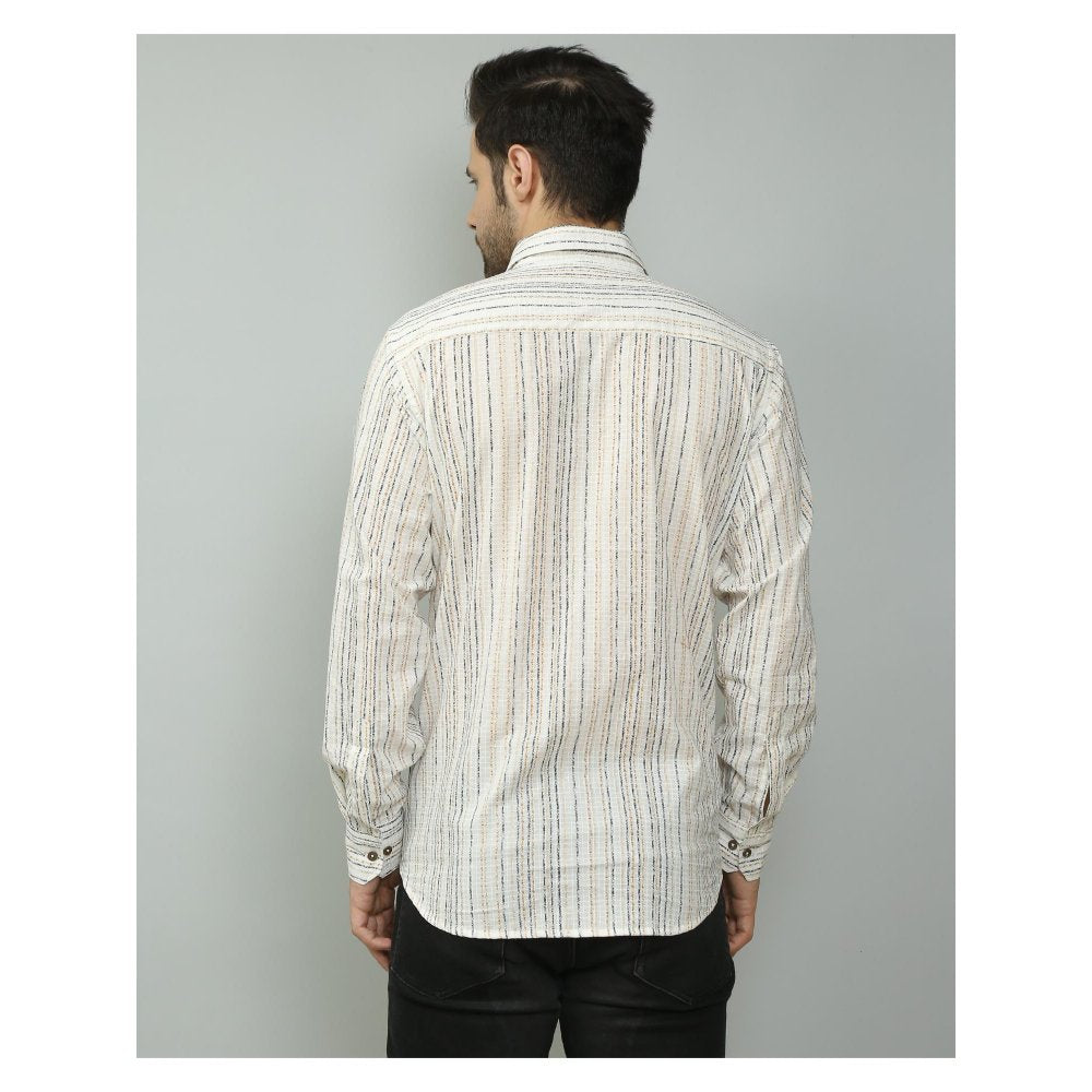 Spring Soul Cotton Printed Full Sleeves Shirt White