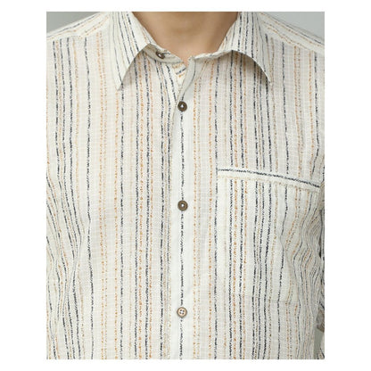 Spring Soul Cotton Printed Full Sleeves Shirt White