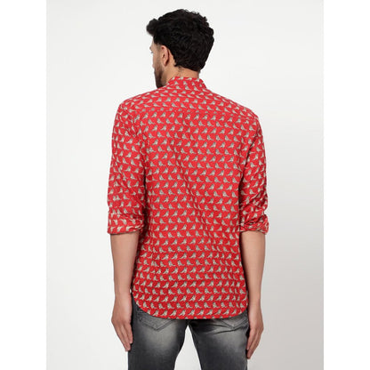 Spring Soul Cotton Printed Full Sleeves Shirt Red