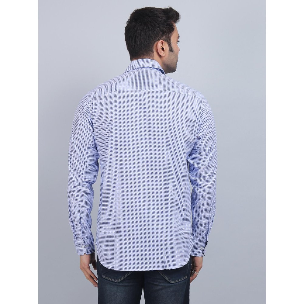 Spring Soul Blue Cotton Printed Full Sleeves Shirt