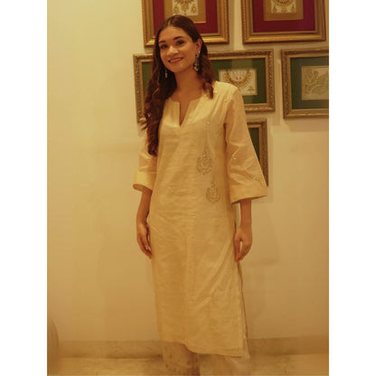 Spring Soul Off White Metallic Chanderi Kurta