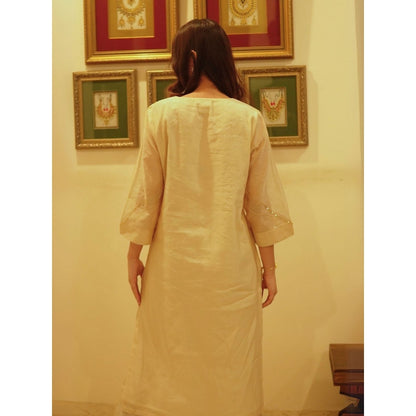 Spring Soul Off White Metallic Chanderi Kurta