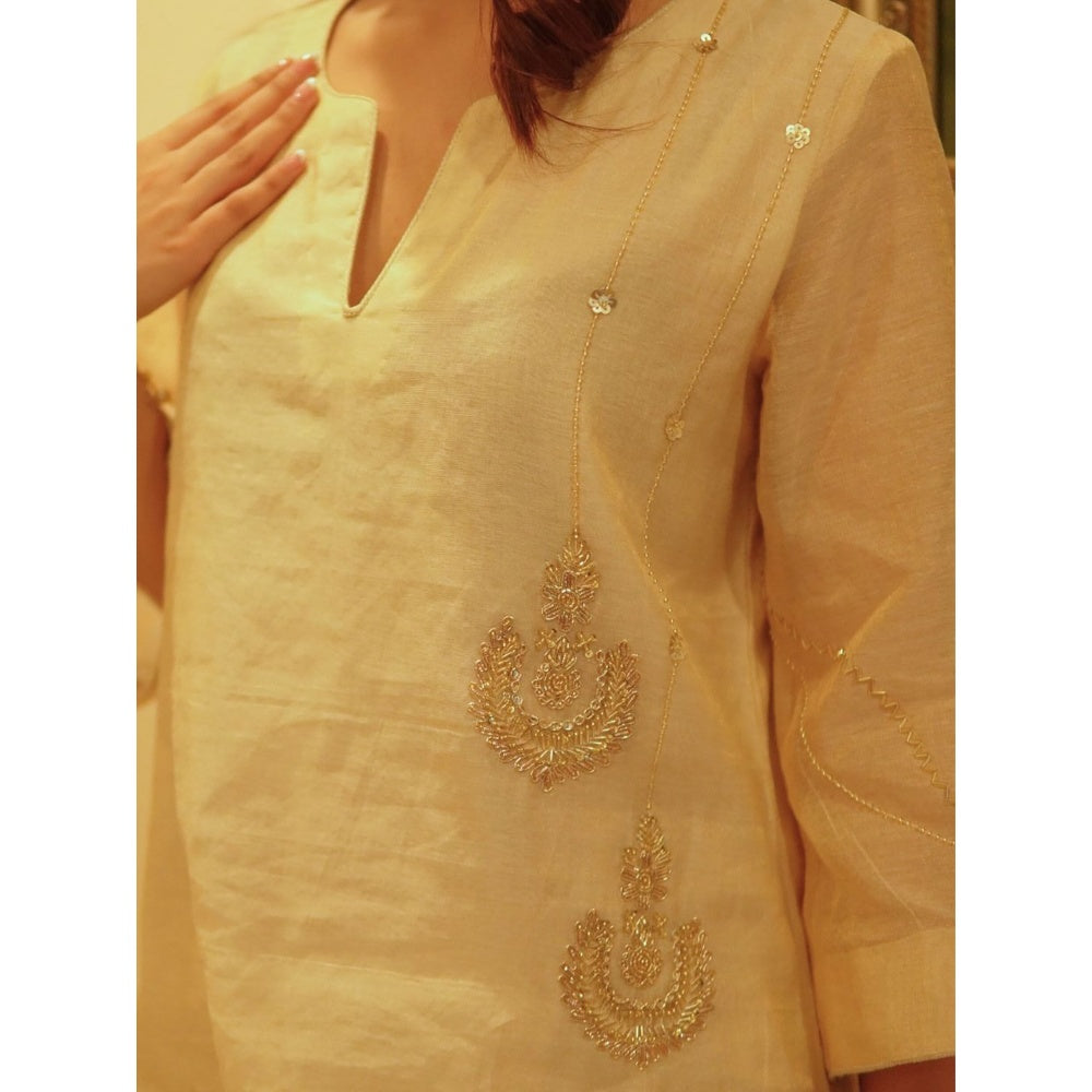 Spring Soul Off White Metallic Chanderi Kurta