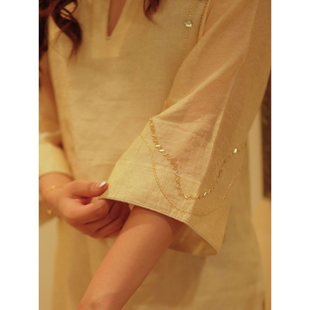 Spring Soul Off White Metallic Chanderi Kurta