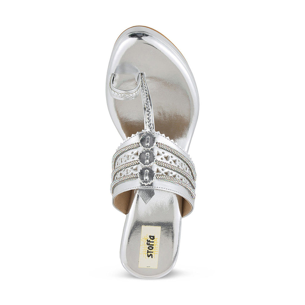STOFFA Crystal Chain High Kolhapuri-Silver