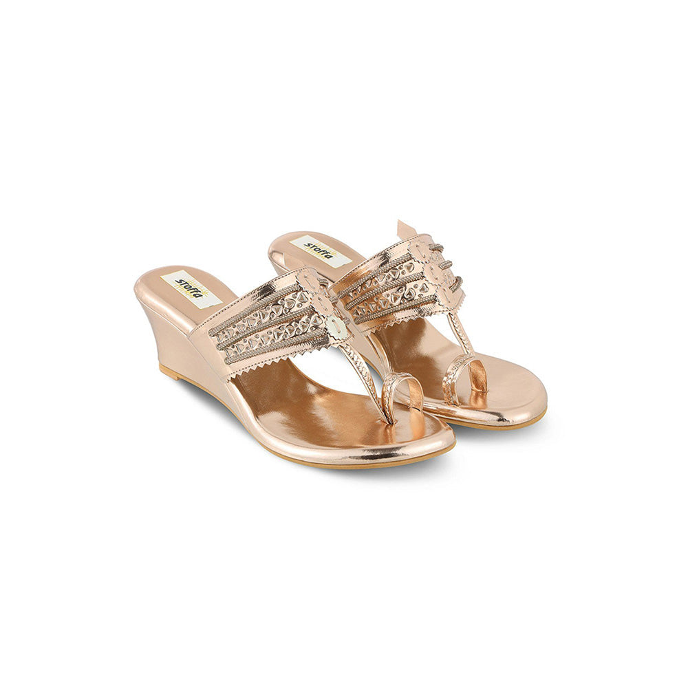 STOFFA Crystal Chain Low Kolhapuri-Rose Gold