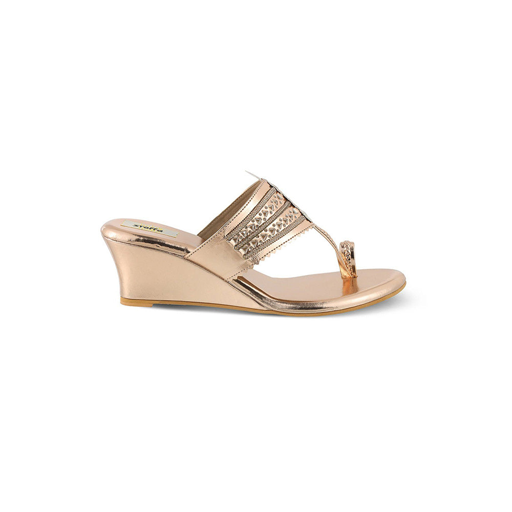 STOFFA Crystal Chain Low Kolhapuri-Rose Gold