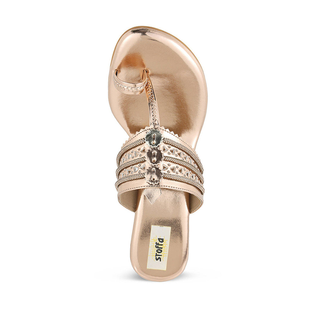 STOFFA Crystal Chain Low Kolhapuri-Rose Gold