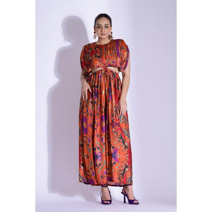 Studio Surbhi Orange Printed Maxi Dress