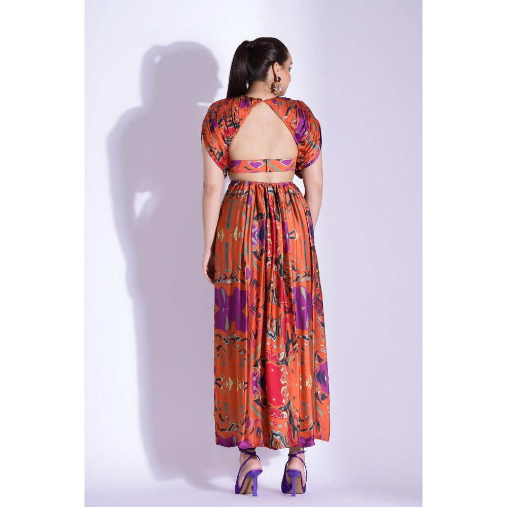 Studio Surbhi Orange Printed Maxi Dress