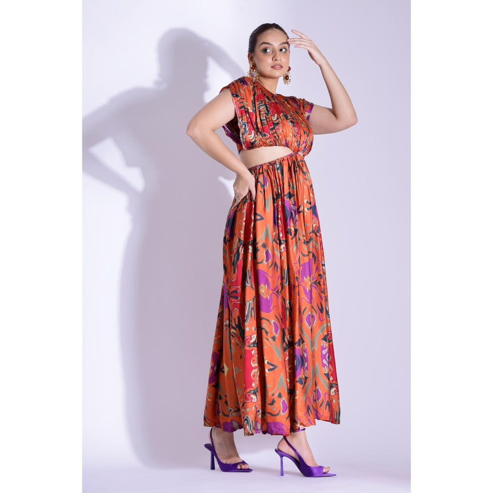 Studio Surbhi Orange Printed Maxi Dress