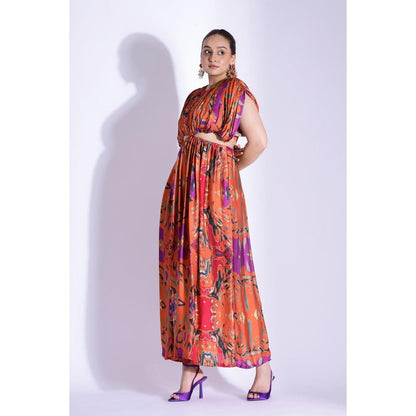 Studio Surbhi Orange Printed Maxi Dress