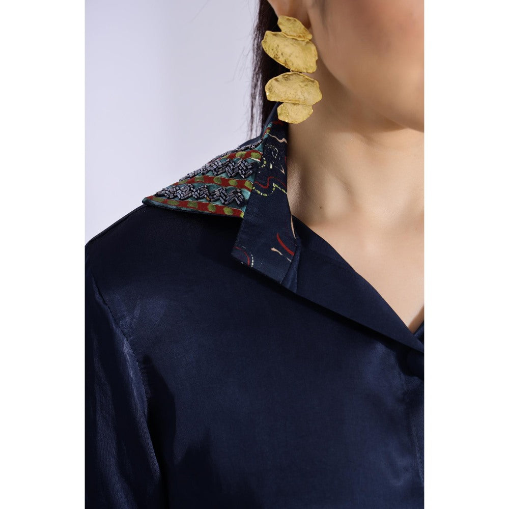 Studio Surbhi Navy Blue Printed Co-Ord (Set of 2)