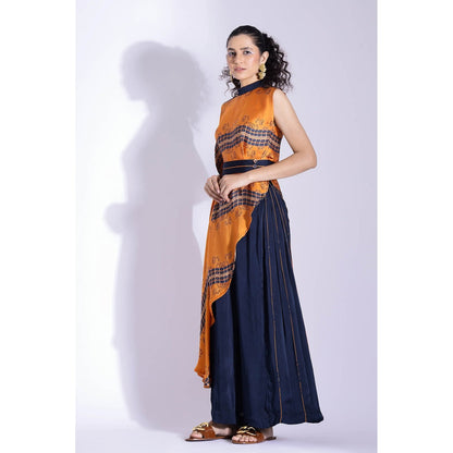 Studio Surbhi Multicolor Georgette Satin Embellished Kurta with Pant and Belt (Set of 3)