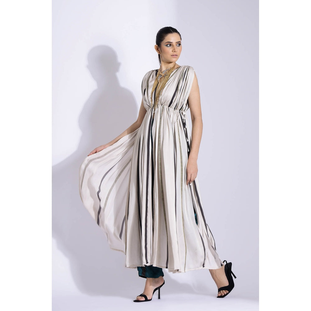 Studio Surbhi Multicolor Georgette Satin Embellished Kurta with Pant and Blouse (Set of 3)