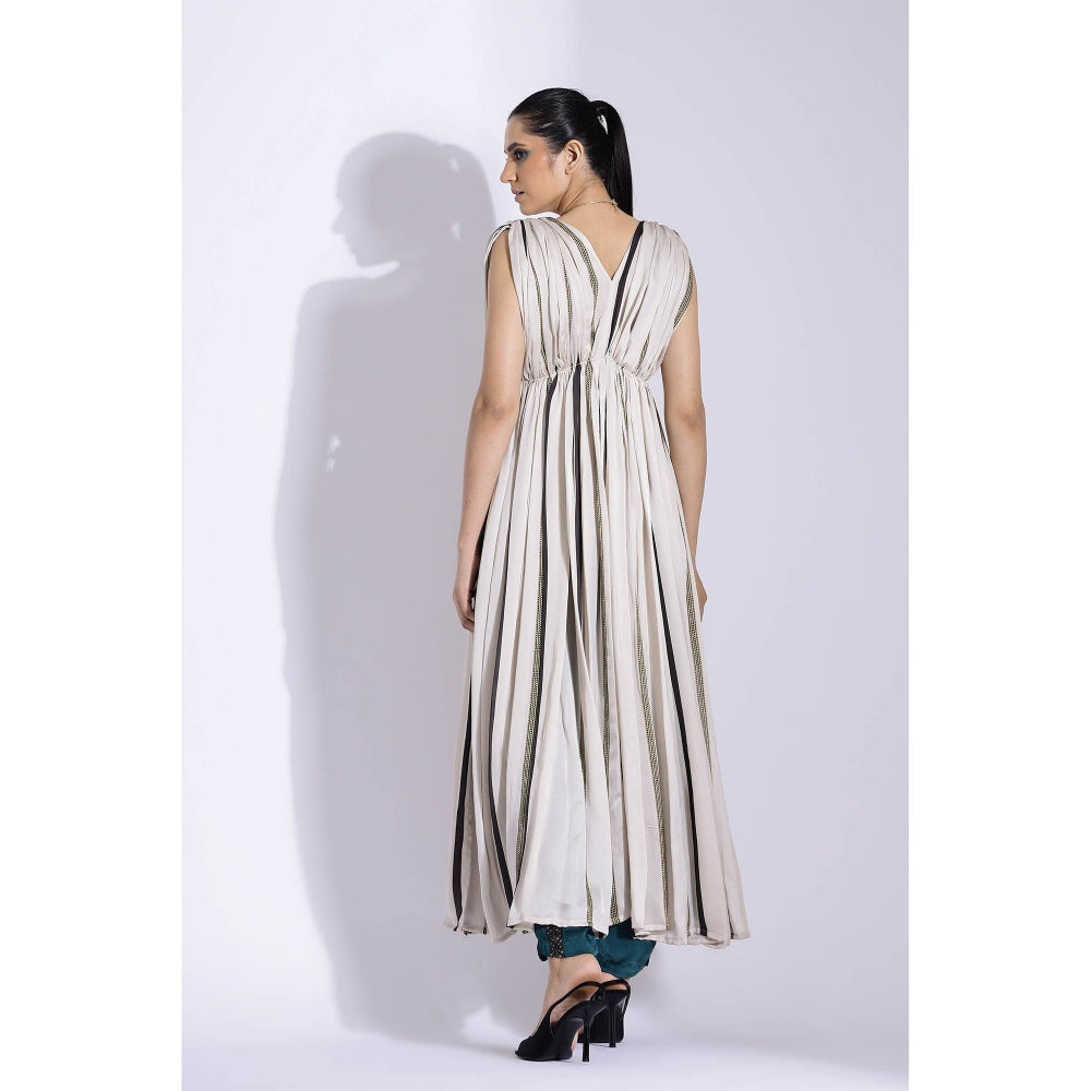 Studio Surbhi Multicolor Georgette Satin Embellished Kurta with Pant and Blouse (Set of 3)