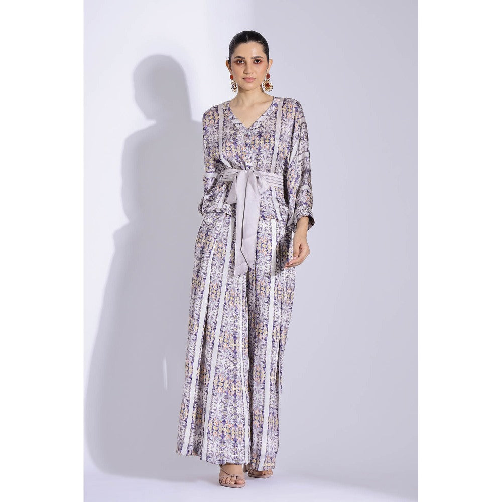 Studio Surbhi Grey Kimono Printed Co-Ord (Set of 3)