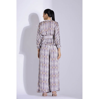 Studio Surbhi Grey Kimono Printed Co-Ord (Set of 3)