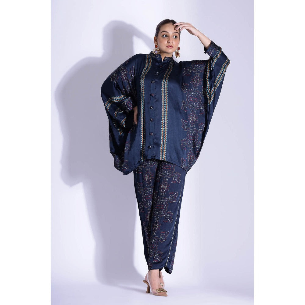 Studio Surbhi Georgette Satin Kimono Printed Co Ord (Set of 2)