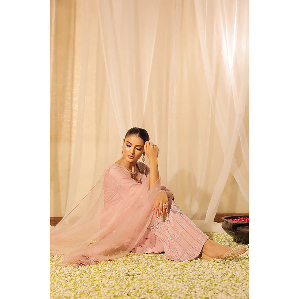 Studio Chiraiya Elegant Pink Kurta with Pant and Dupatta (Set of 3)