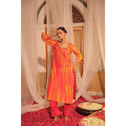 Studio Chiraiya Vibrant Pink Soft Tissue Kurta with Pant and Dupatta (Set of 3)