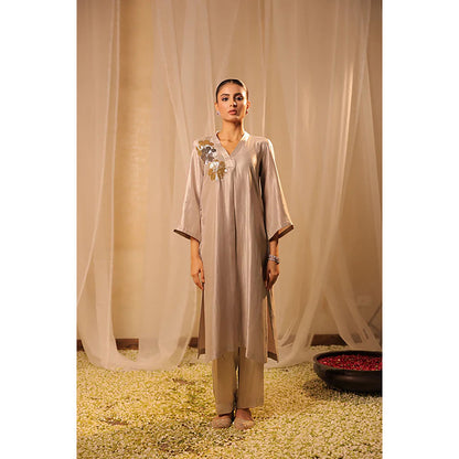 Studio Chiraiya Elegant Beige Shimmer Kurta with Pant (Set of 2)