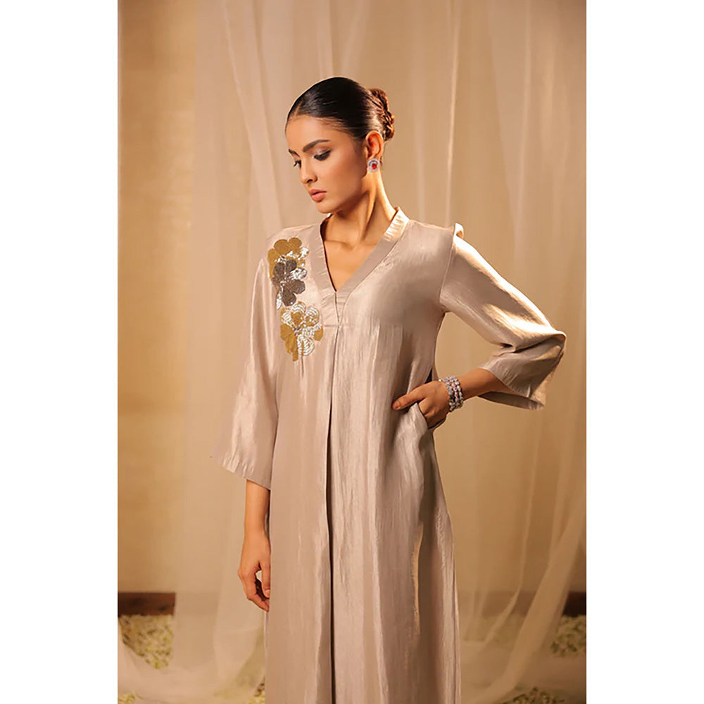 Studio Chiraiya Elegant Beige Shimmer Kurta with Pant (Set of 2)