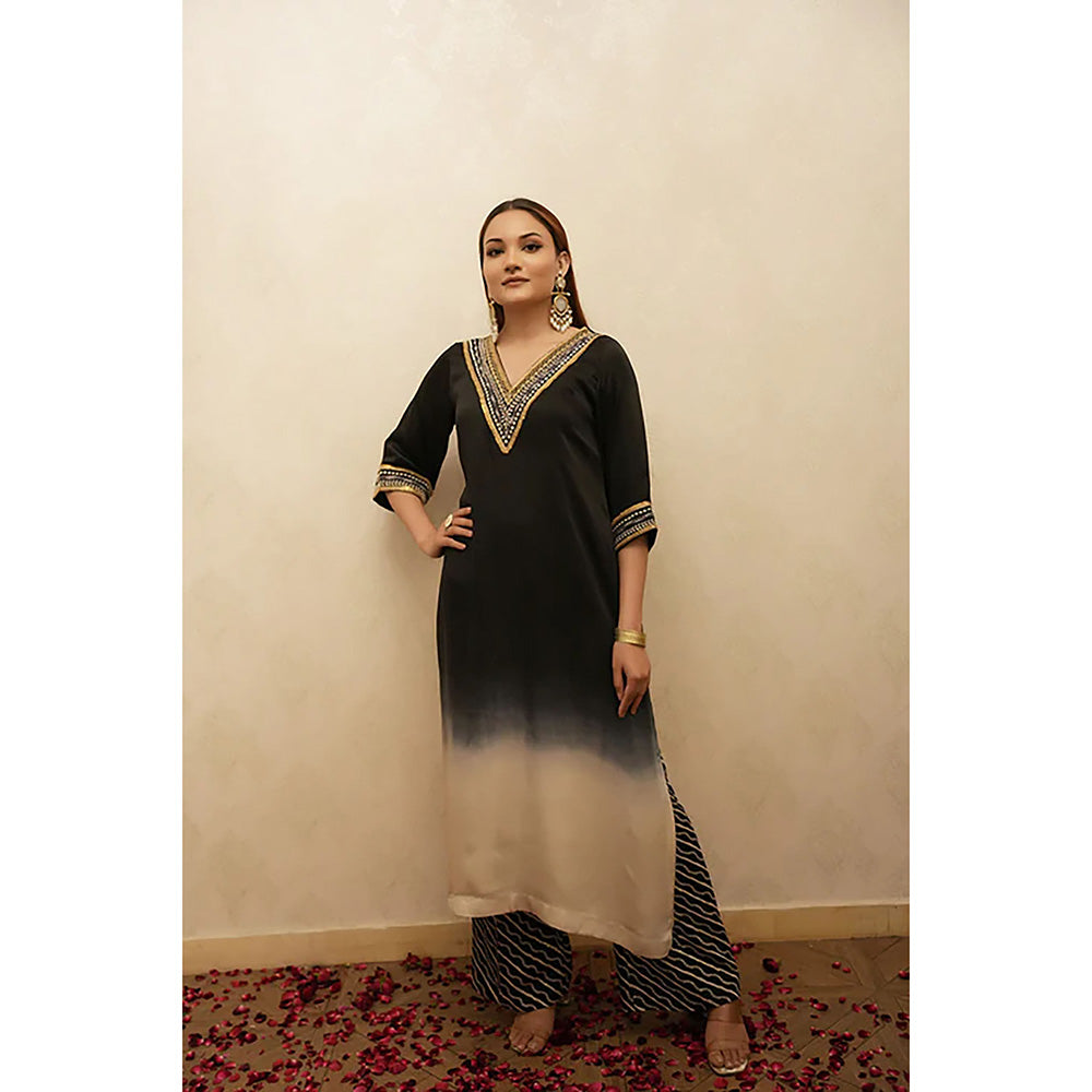 Studio Chiraiya Black Ombre Kurta with Palazzo (Set of 2)