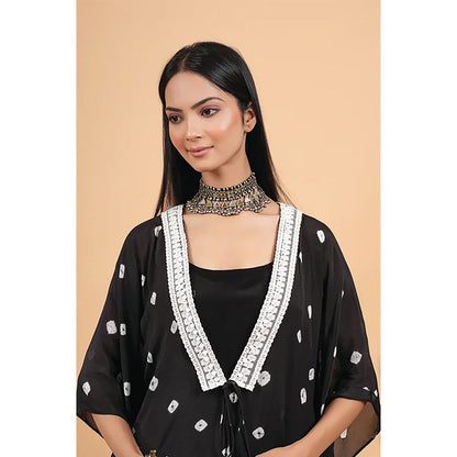 Studio Chiraiya Black Indo-Western Kaftan with Pant (Set of 2)