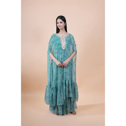 Studio Chiraiya Green Cape Sleeve Kurta with Palazzo (Set of 2)
