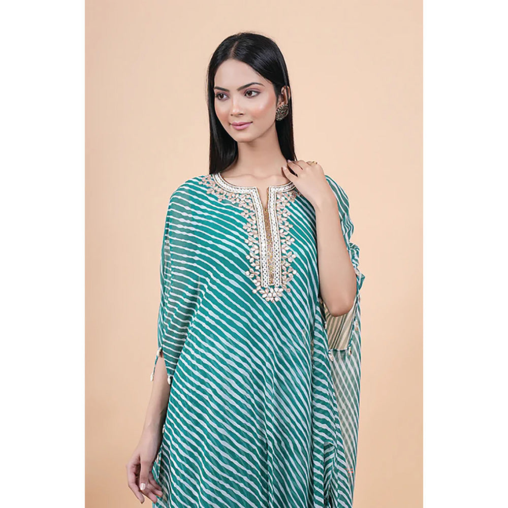 Studio Chiraiya Green Cape Sleeve Kurta with Palazzo (Set of 2)
