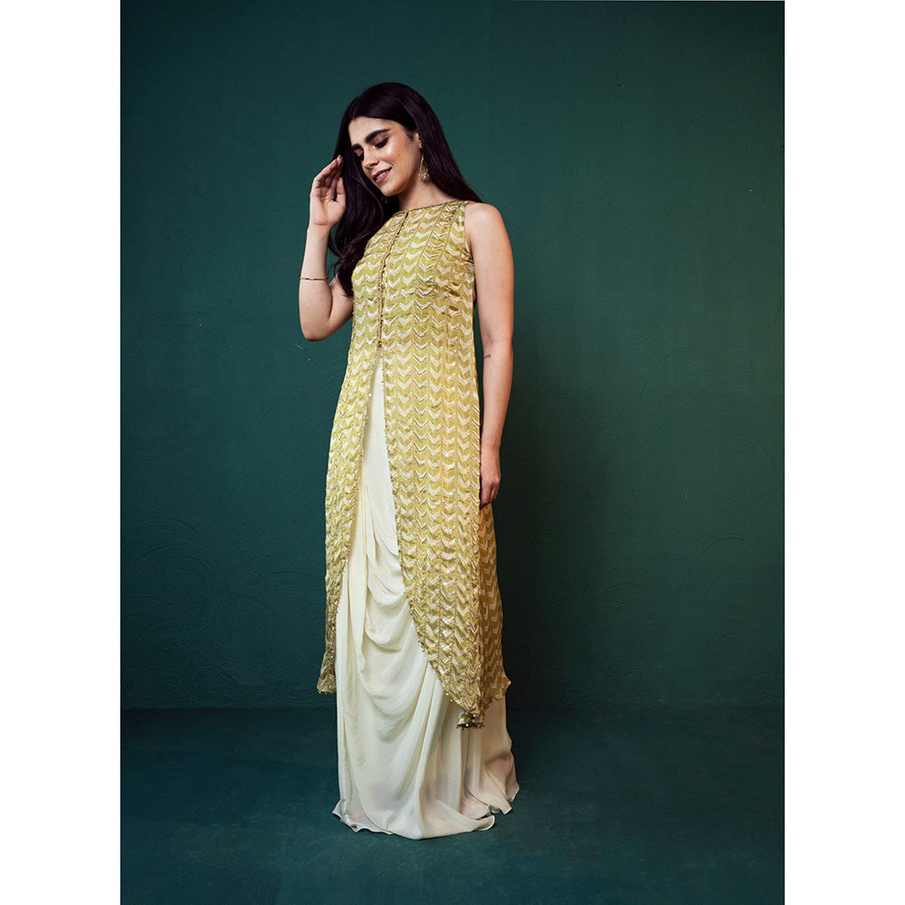 Suave by Neha Arora Cream Contemporary Kurta And Skirt (Set of 2)