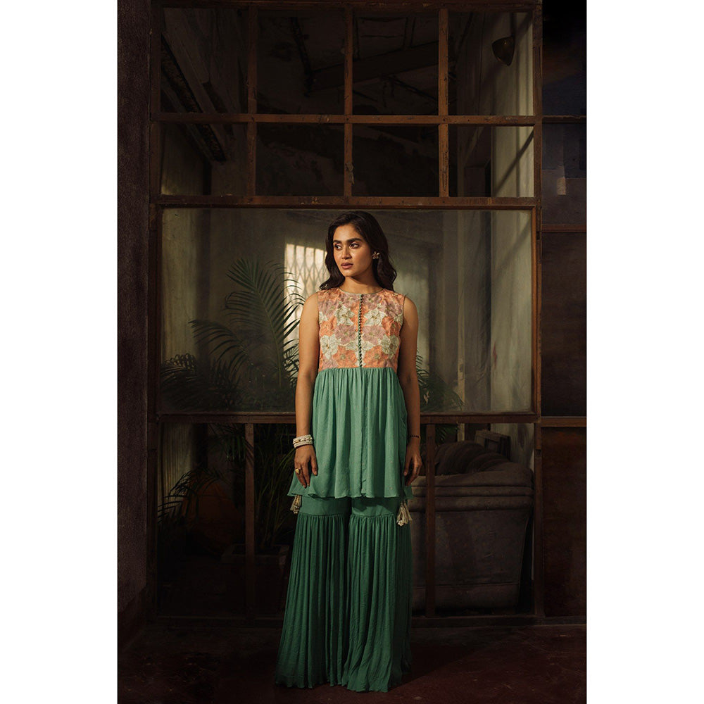 Suave by Neha Arora Multi-Colour Meadow Sharara With Kurta (Set of 2)