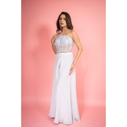 SUBTLE Pearl Floral Top with Palazzo Corset Pant (Set of 2)
