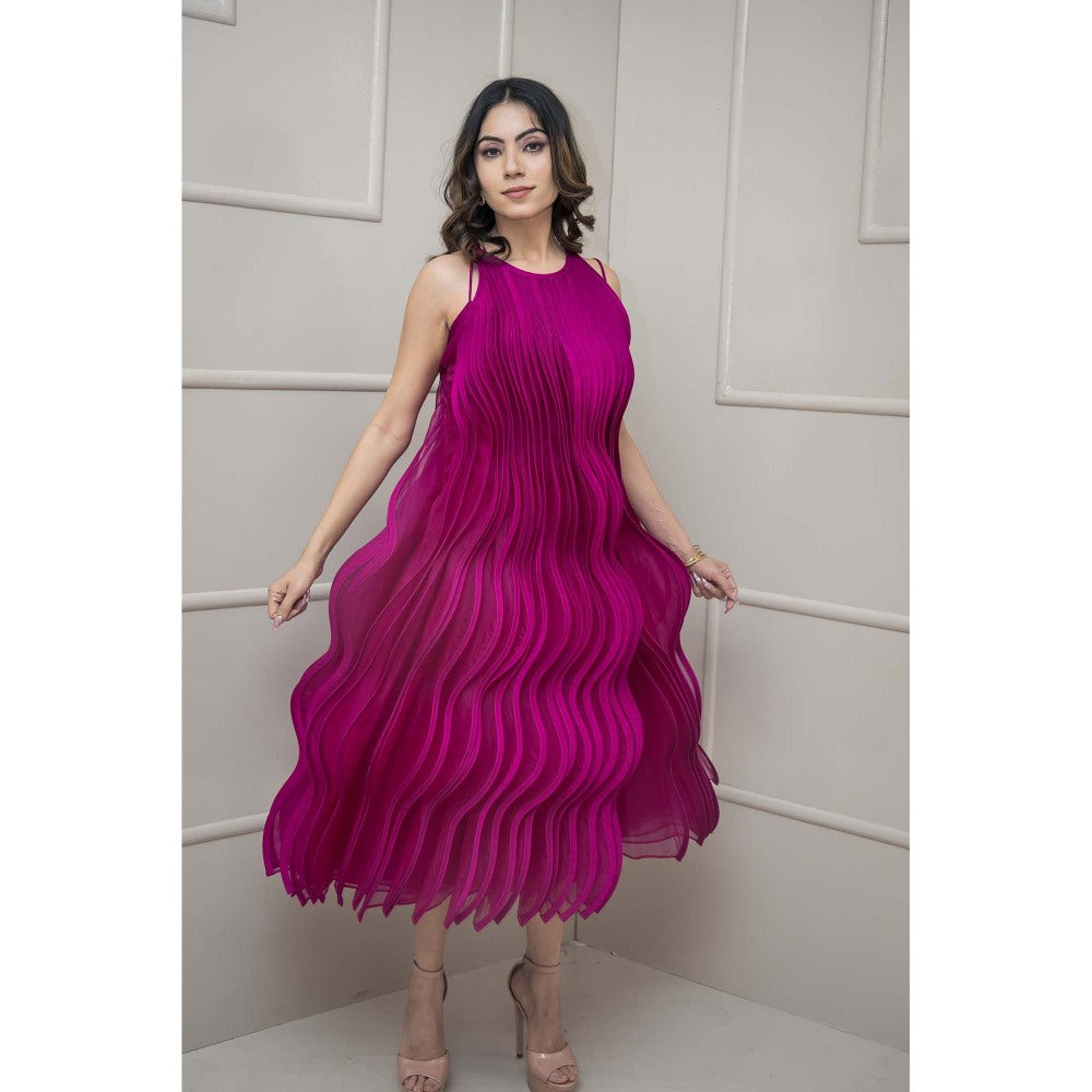 SUBTLE Wine Petal Midi Dress with Inner (Set of 2)
