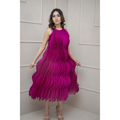 SUBTLE Wine Petal Midi Dress with Inner (Set of 2)