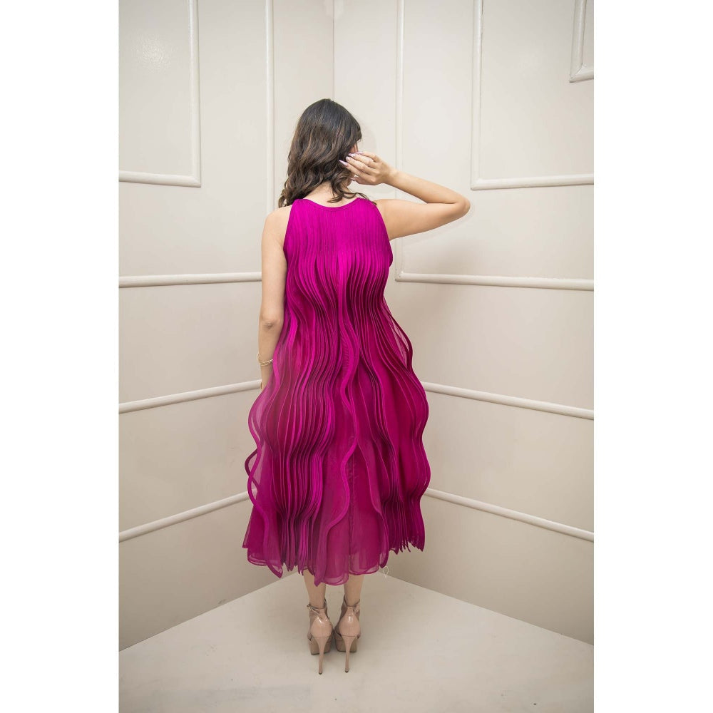 SUBTLE Wine Petal Midi Dress with Inner (Set of 2)