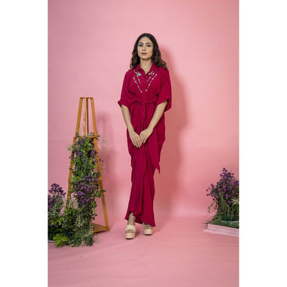 SUBTLE Red Asif Drape Maxi Dress