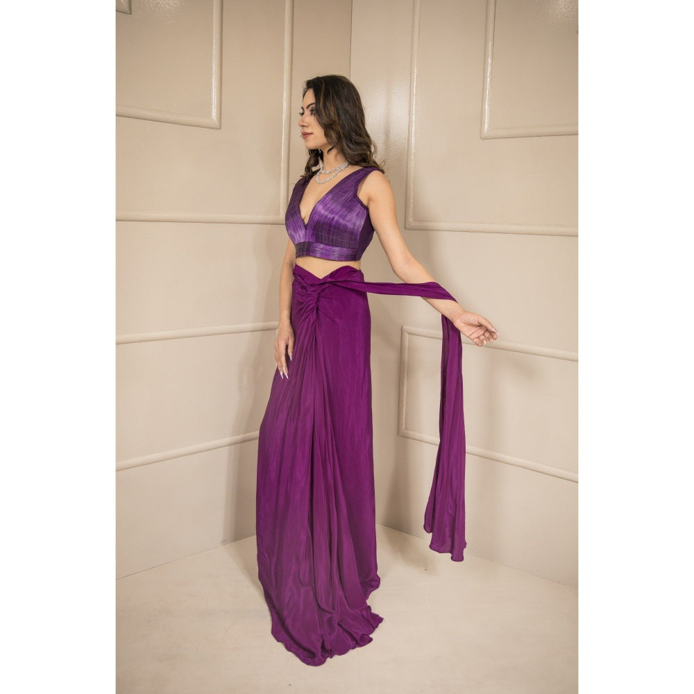 SUBTLE Sufi Metallic Drape Saree with Stitched Blouse