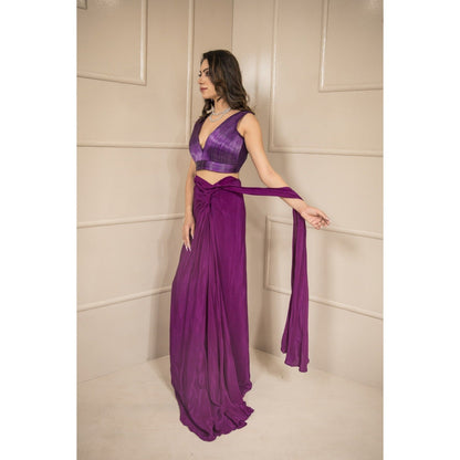SUBTLE Sufi Metallic Drape Saree with Stitched Blouse