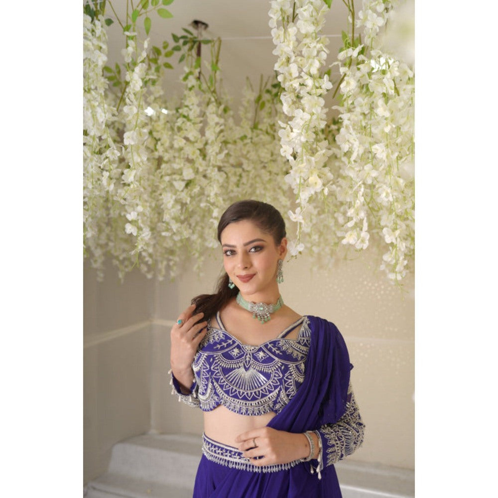 SUBTLE Ruhaani Drape Saree with Stitched Blouse and Belt