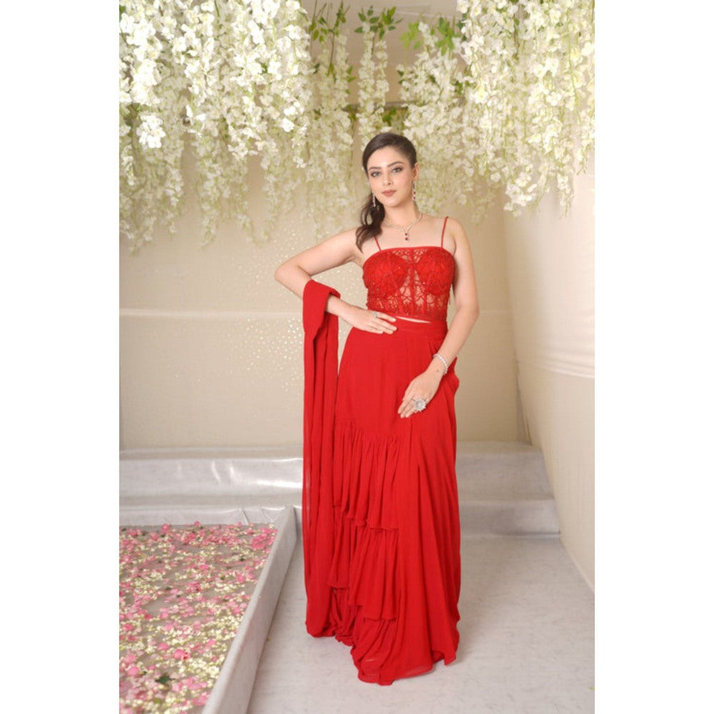 SUBTLE Amayra Corset Drape Saree with Stitched Blouse