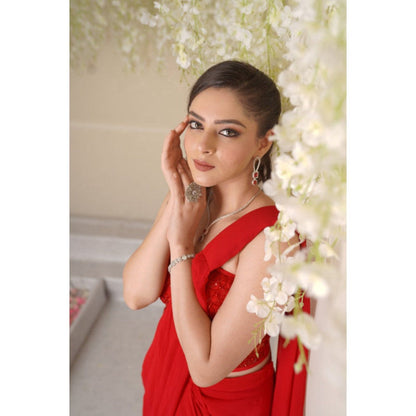 SUBTLE Amayra Corset Drape Saree with Stitched Blouse