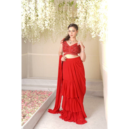 SUBTLE Zara Floral Blouse With Drape Saree with Stitched Blouse