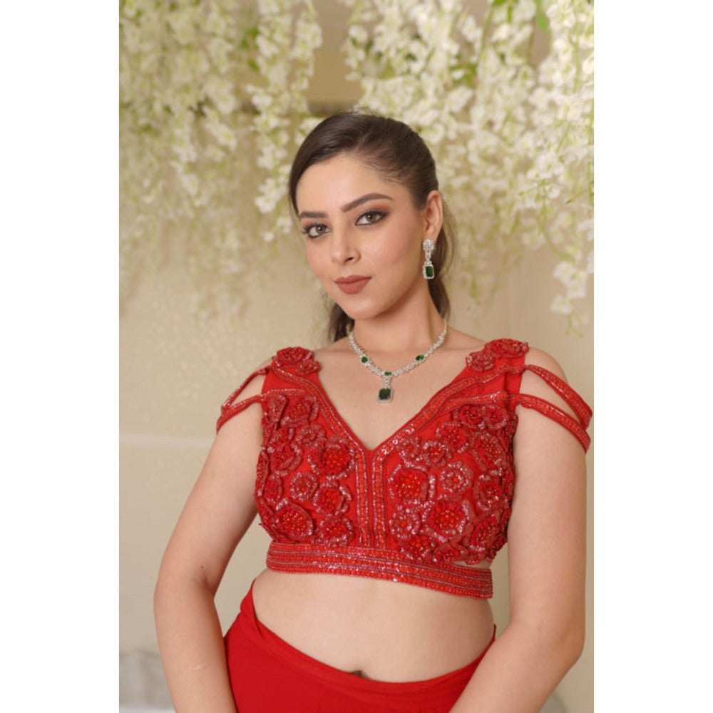 SUBTLE Zara Floral Blouse With Drape Saree with Stitched Blouse