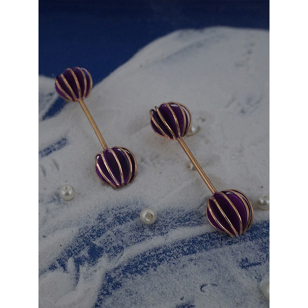 Suhani Pittie Gold Plated Purple Anemone Wire Earrings