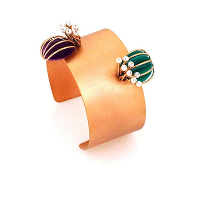 Suhani Pittie Gold Plated Green & Purple Anemone And Pearl Reef Cuff